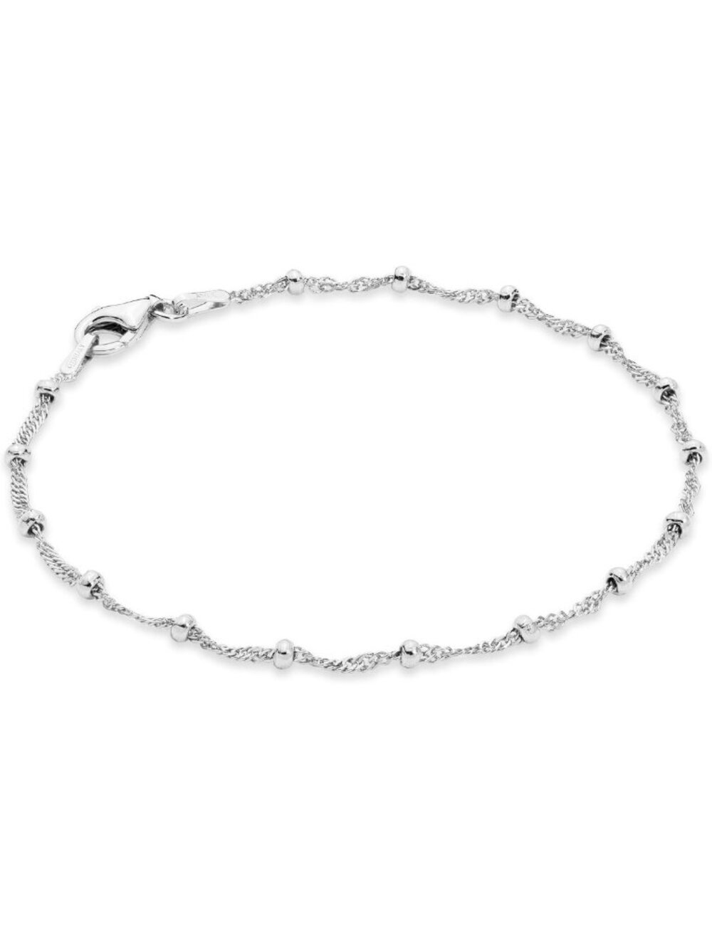 Elegant 925 Sterling Silver & 18K Gold Plated Singapore Bead Bracelet for Women